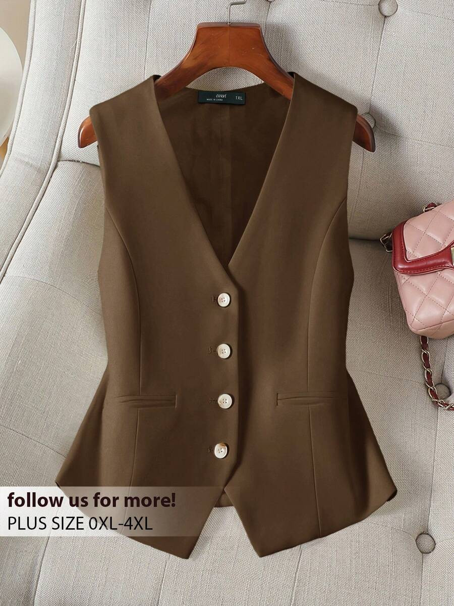 CosyJoli Plus Size Commuting Vest Blazer For Summer In Fall/Winter | SHEIN