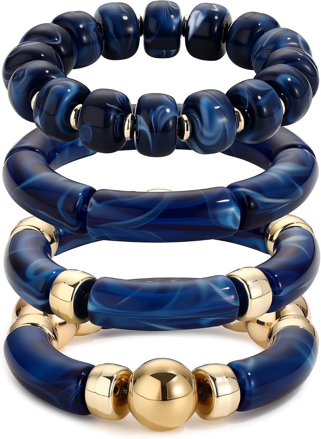4Pcs Chunky Acrylic Resin Beaded Bracelets for Women | Amazon (US)