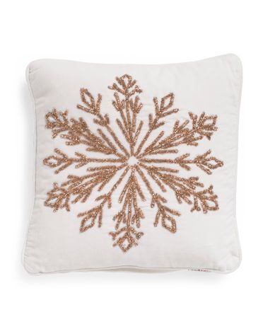 Made In India 16x16 Velvet Pink Snowflake Pillow | TJ Maxx