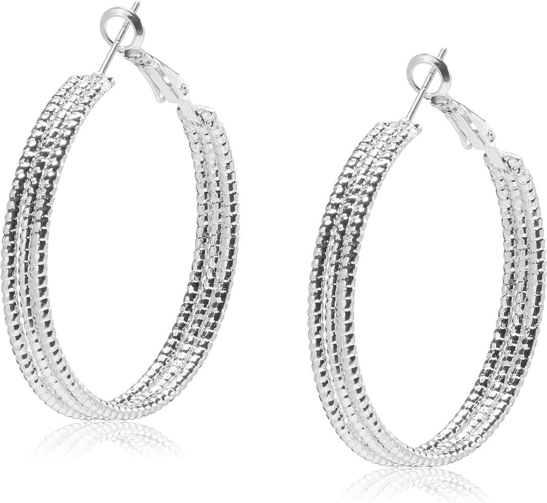 GUESS Silver Hoop Earrings | Amazon (US)