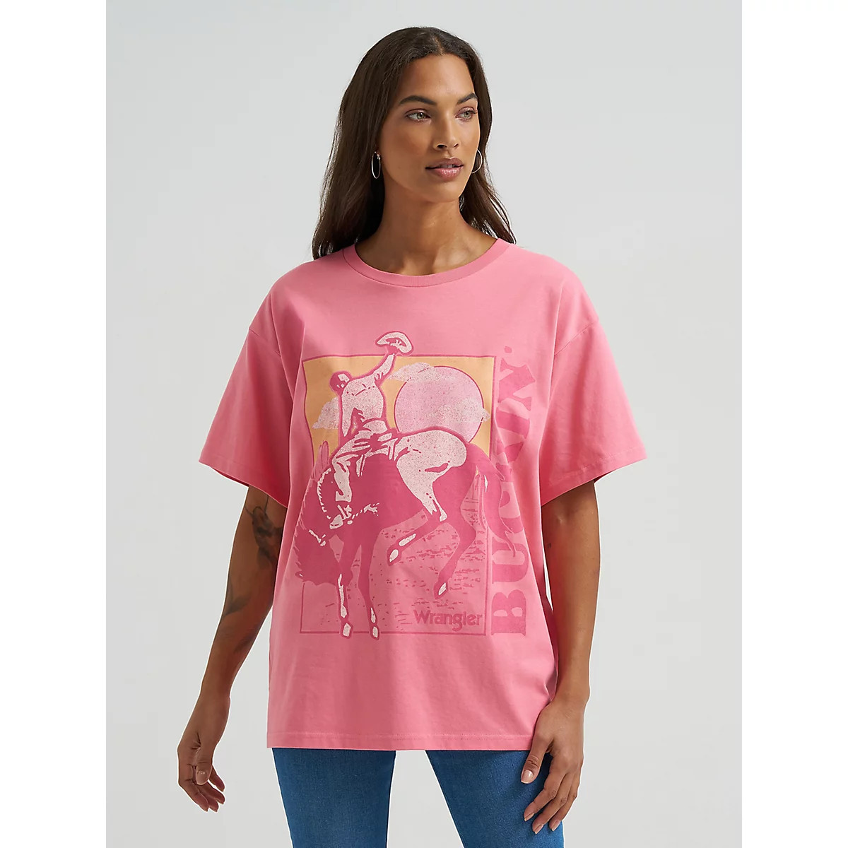 Women's Buckin Bronco Oversized Tee in Confetti | Wrangler