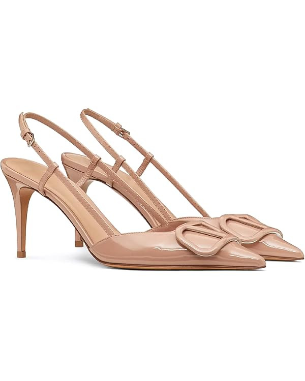 Women Heeled Slingback Sandals Closed Pointed Toe Stiletto High Heels Slip-On Backless Evening Pr... | Amazon (US)