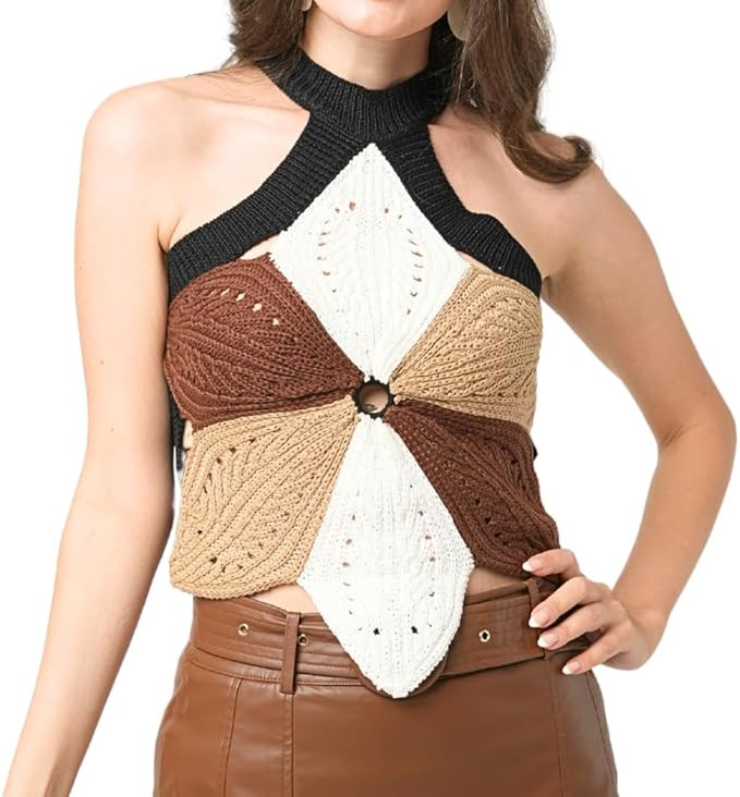 Women’s Crochet Look Halter Top | Sleeveless Summer Tank, Lightweight Casual Top for Spring and... | Amazon (US)