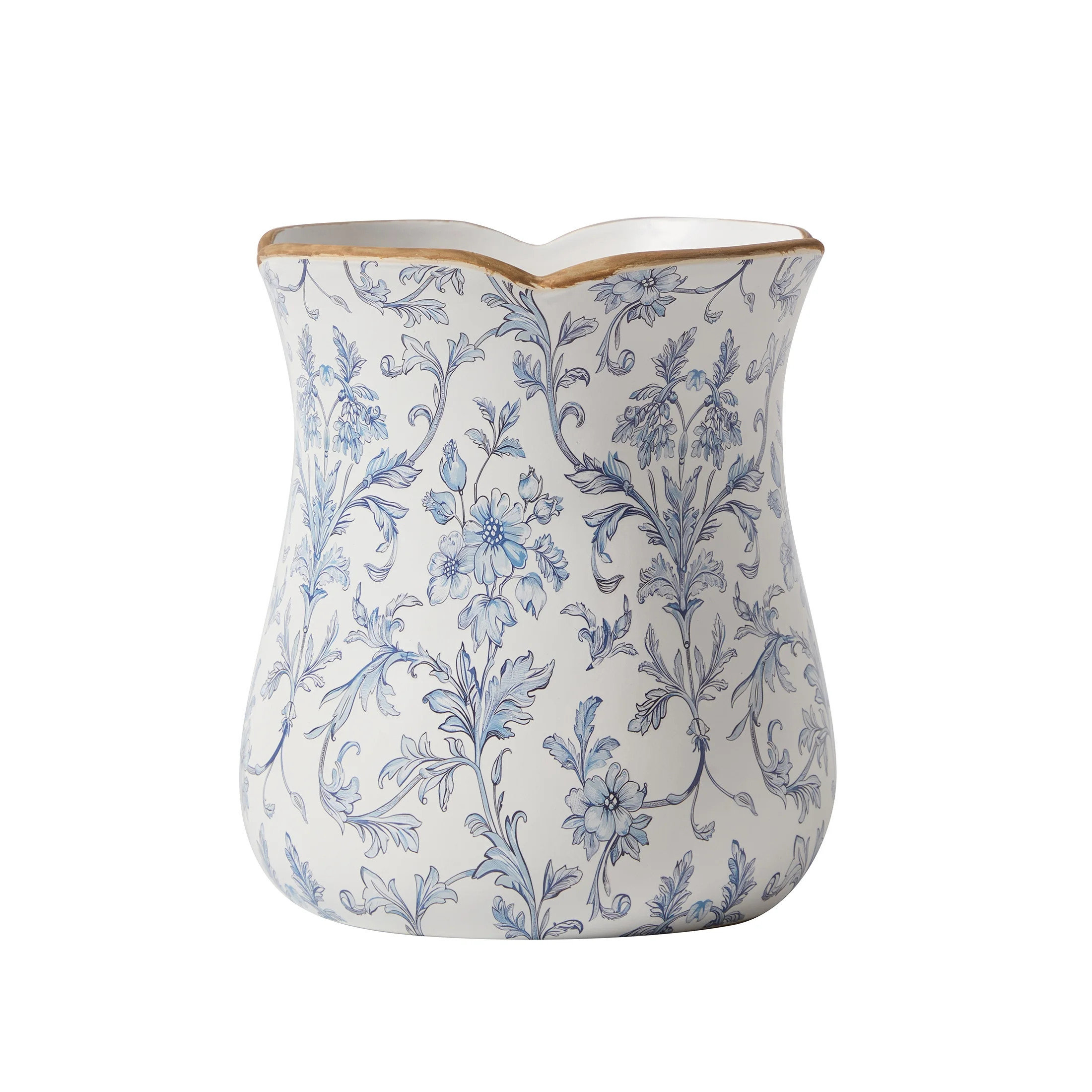 My Texas House 8" White/Blue Floral Scallop Trim Ceramic Vase | Walmart (US)