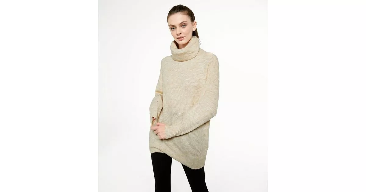 Cream Slouchy Roll Neck … curated on LTK