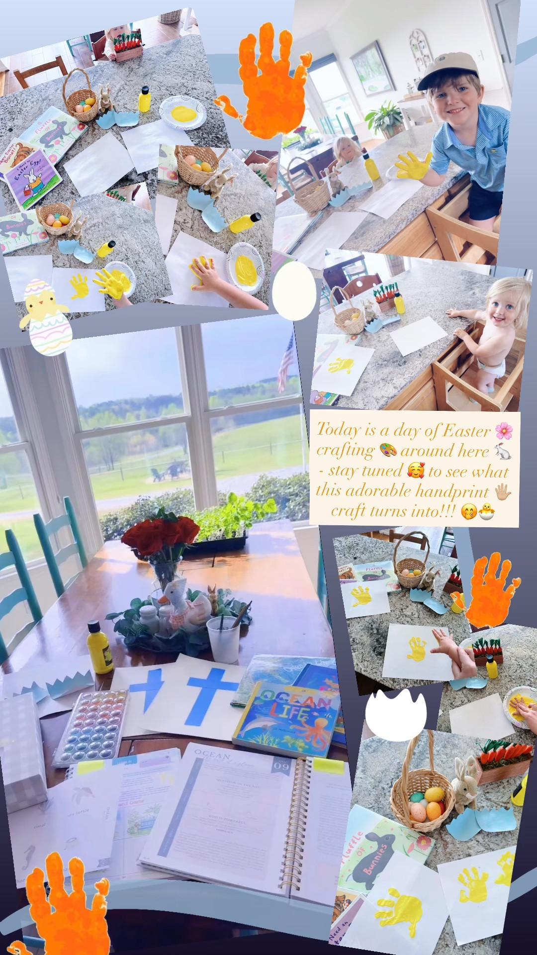 Today is a day of Easter 🌸 crafting 🎨 around here 🐇 - stay tuned 🥰 to see what this adorable handprint 🖐🏼 craft turns into!!! 🤭🐣