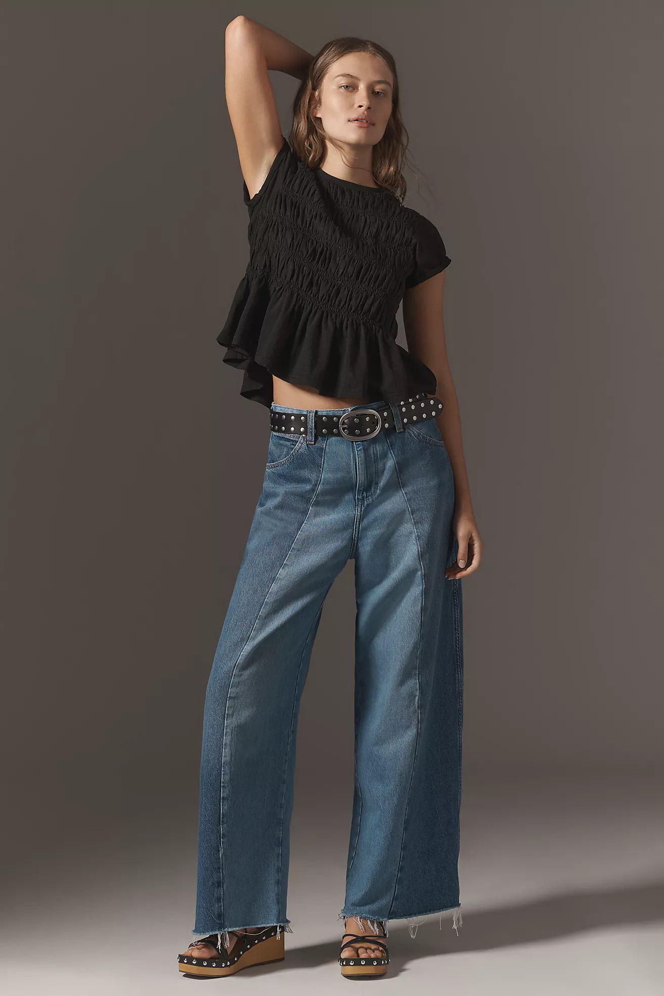 The Tabby Ruched Cap-Sleeve Tee by Pilcro | Anthropologie (US)