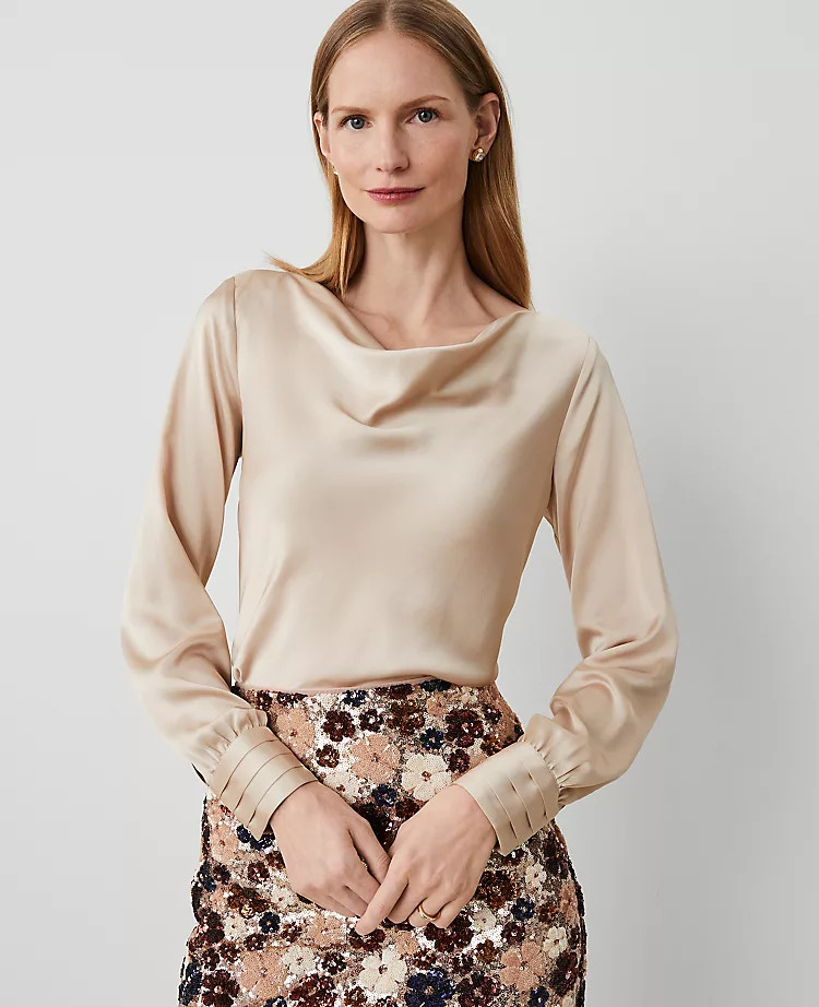 Satin Cowl Neck Blouse | Ann Taylor (US)