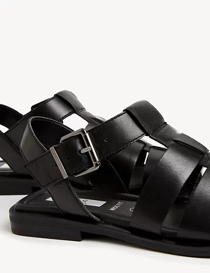Wide Fit Leather Ankle Strap Flat Sandals | Marks & Spencer (UK)