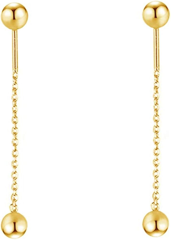 Threader Double Ball Drop Dangle Hanging Stud Earrings for Women Minimalist Dainty 925 Sterling S... | Amazon (US)