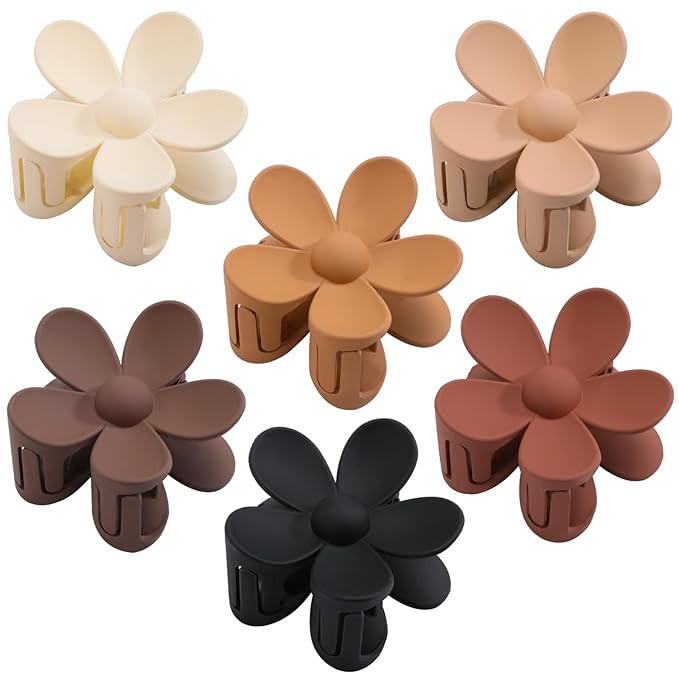 6PCS Flower Hair Clips, Matte Claw Clips for Women, Flower Clips for Thick Thin Hair, Large Daisy... | Amazon (US)
