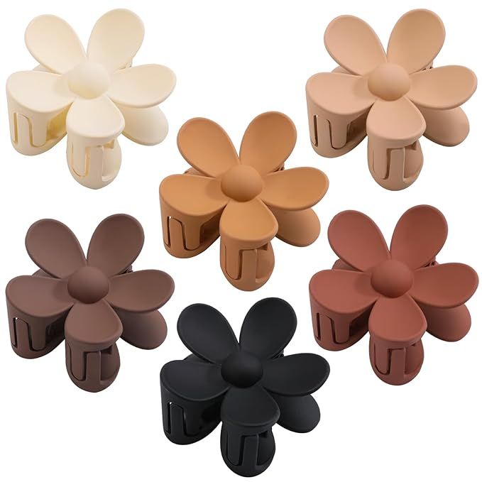 6PCS Flower Hair Clips, Matte Claw Clips for Women, Flower Clips for Thick Thin Hair, Large Daisy... | Amazon (US)