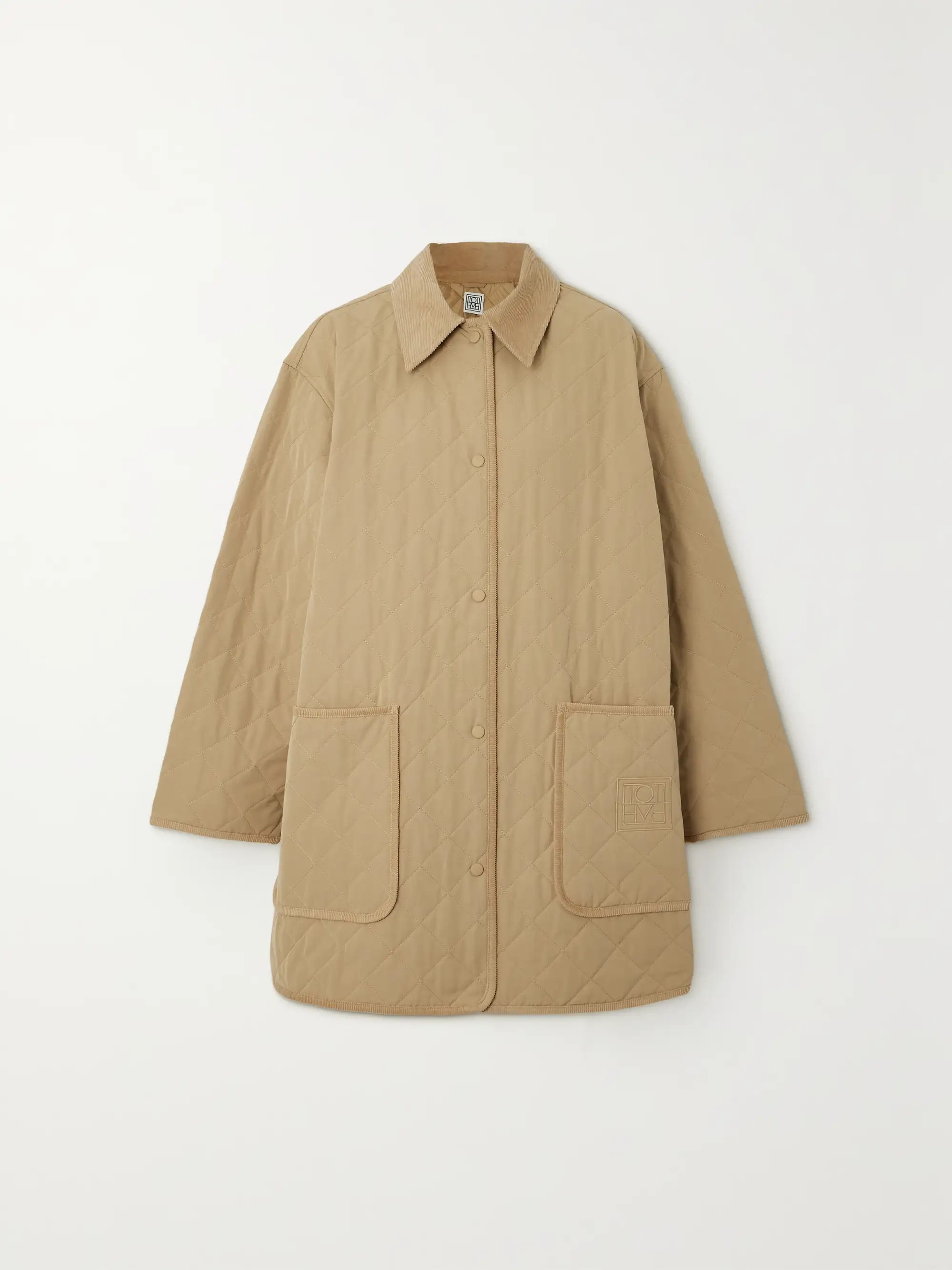 Oversized corduroy-trimmed quilted organic cotton-blend jacket | NET-A-PORTER (UK & EU)