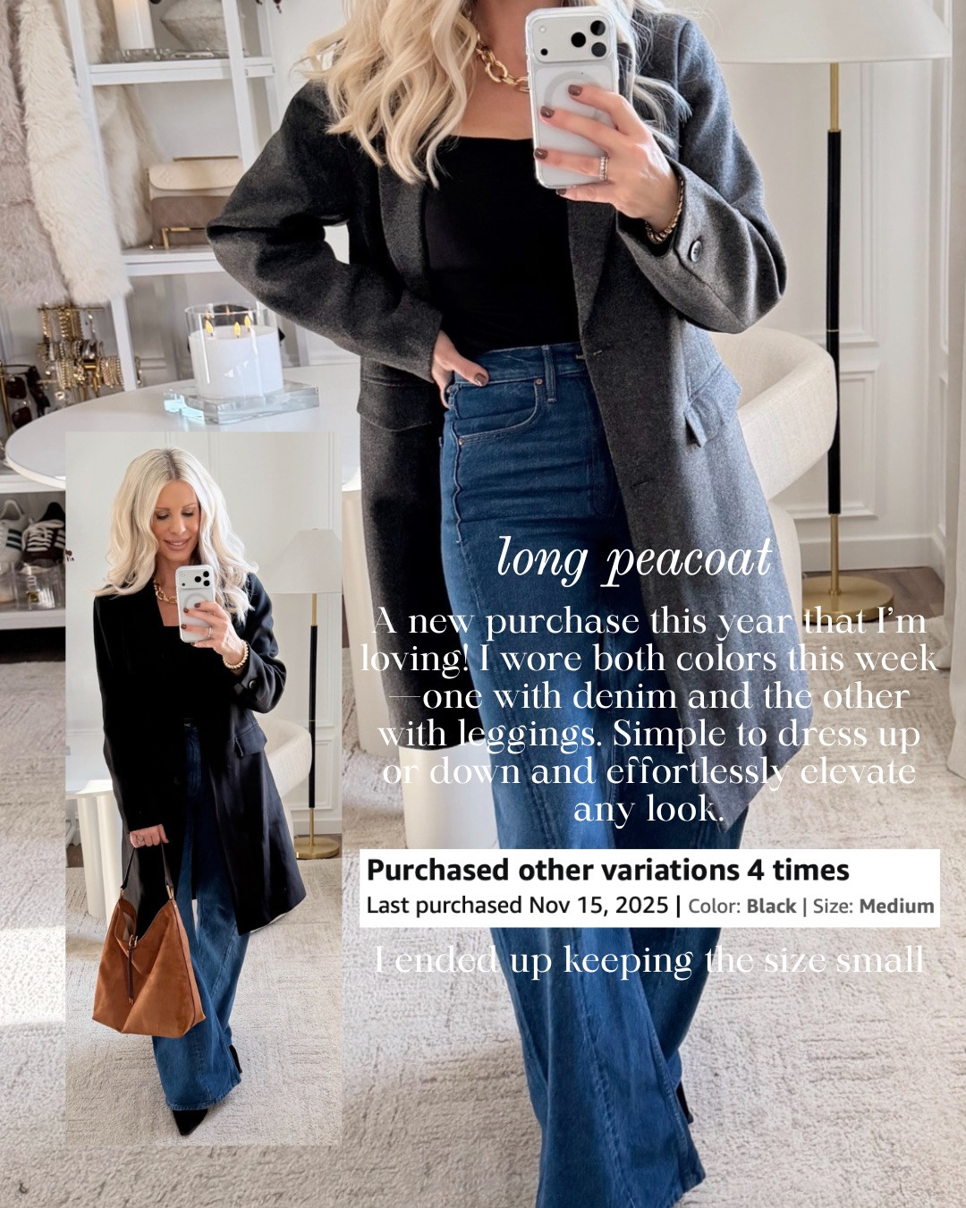 LONG PEACOAT — ELEVATED, CHIC, AND EASY TO STYLE! This long peacoat is a new favorite this year and instantly elevates every outfit. It dresses up beautifully with denim and layers effortlessly over leggings for a sleek everyday look. The tailored shape, clean lines, and versatile length make it a timeless outerwear piece you’ll reach for all season long. A polished, wearable staple that feels high-end without the price.

#Amazon #TheHillaryStyle #LongPeacoat #WinterStyle #OuterwearEssentials #ElevatedBasics #ChicStyle #NeutralWardrobe #AmazonFashionFinds #EverydayOutfits 

 #LTKmomlife #LTKSeasonal #LTKOver40