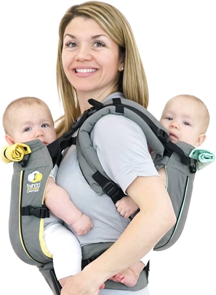 TwinGo Carrier - Air Model - Cool Grey - Great for All Seasons - Breathable Mesh - Fully Adjustable Tandem or 2 Single Baby Carrier for Men, Woman, Twins and Babies 10-45 lbs | Amazon (US)
