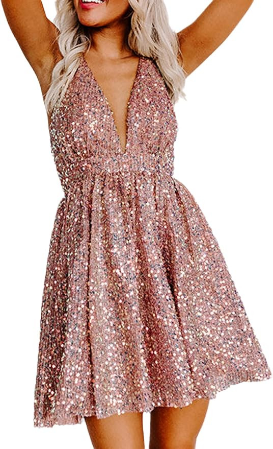 Women Summer Short Sequins Dress | Amazon (US)