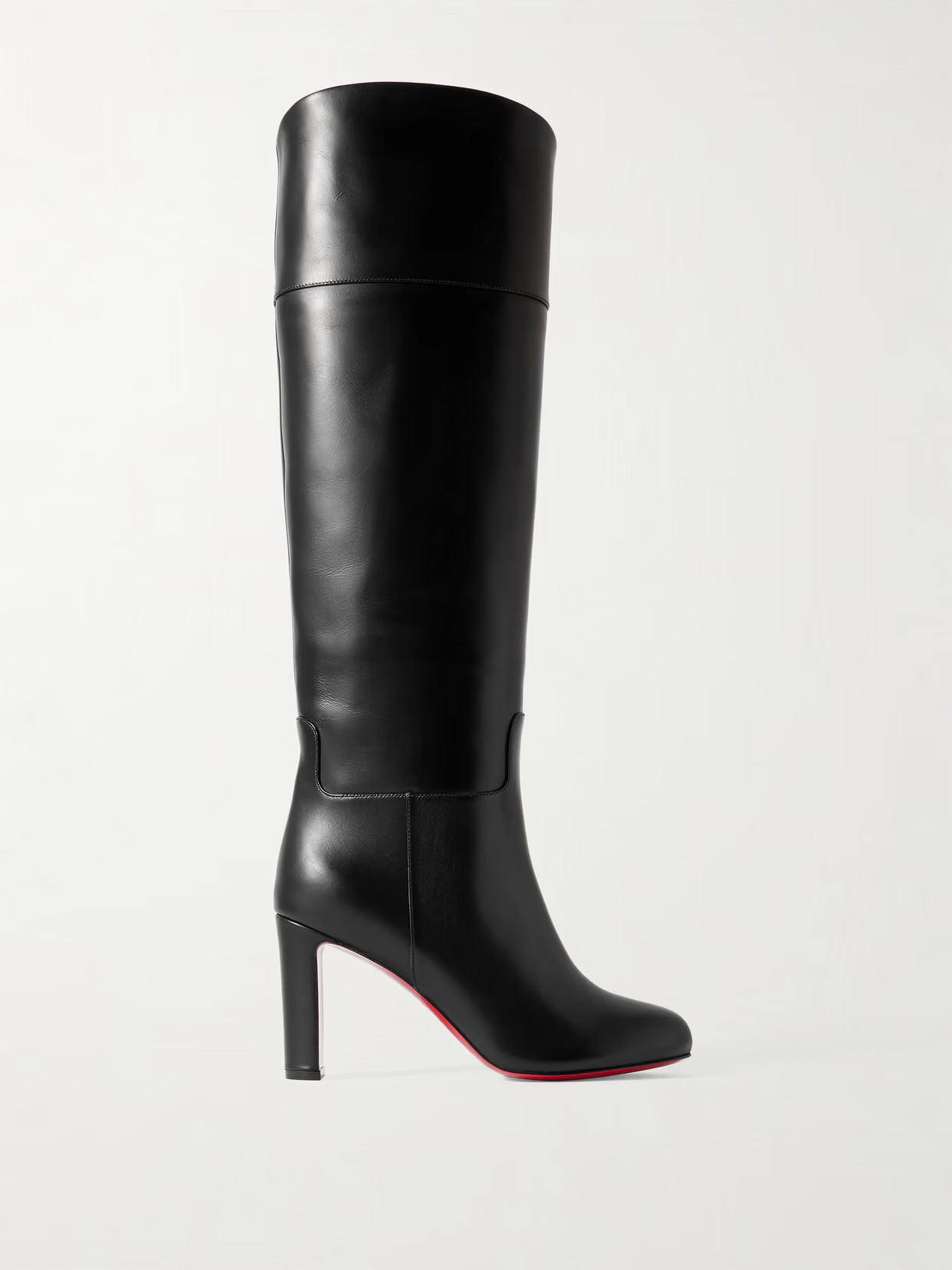 Christian Louboutin - Loo Botta 85 Leather Knee Boots - Black | NET-A-PORTER (US)