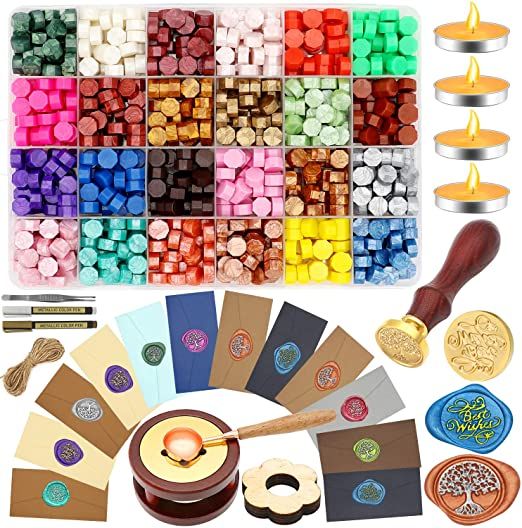 Sealing Wax Kit,West Bay 650pcs Wax Letter Seal Kit with 24 Colors Wax Seal Beads, Sealing Wax Wa... | Amazon (US)