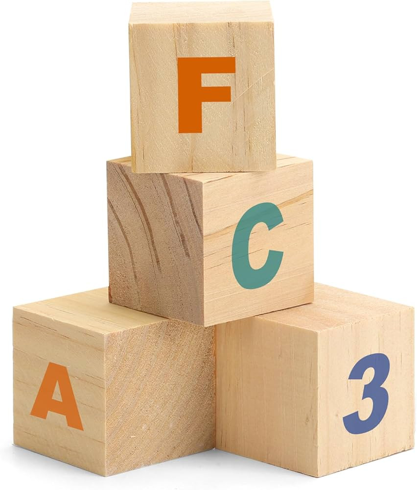 4PACK Wooden Blocks for Crafts, Unfinished Wood Cubes Blocks, 3 Inch Natural Wood Square Blocks, ... | Amazon (US)