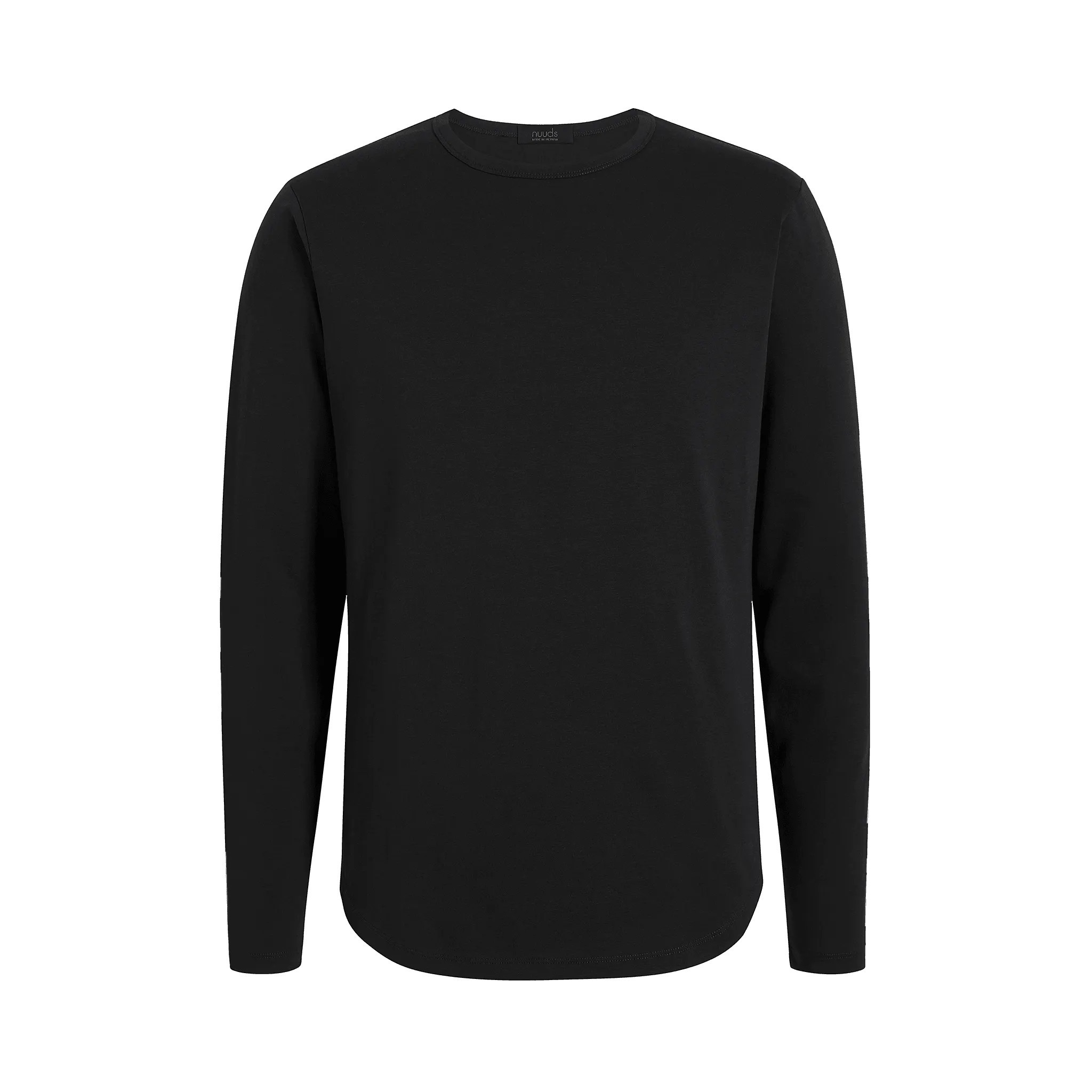 Men's Long Sleeve Curved Hem T-Shirt | Black - nuuds | nuuds