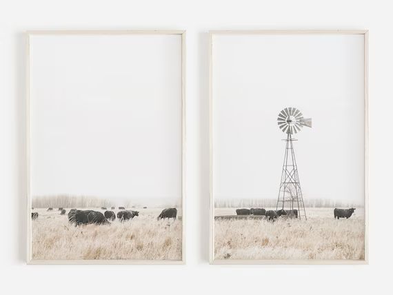 Modern Farmhouse Windmill Print Set of 2 Wall Art Prints | Etsy | Etsy (US)