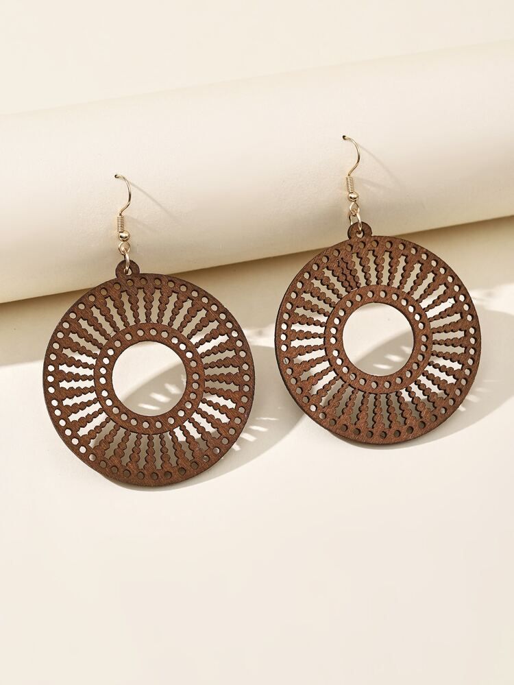 Hollow Out Round Decor Drop Earrings | SHEIN