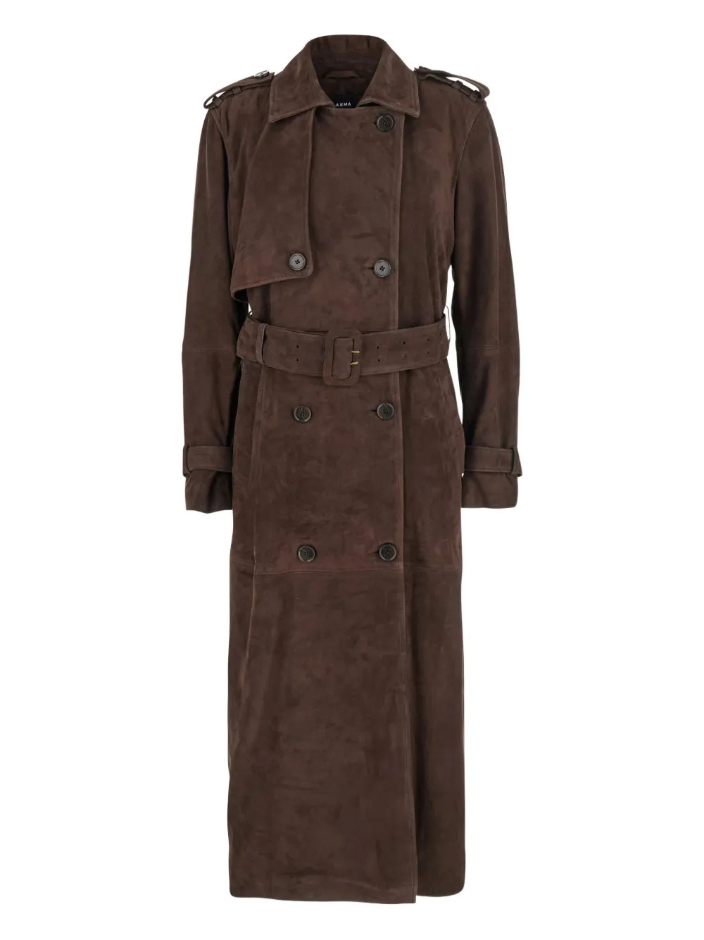 belted double-breasted suede coat | Farfetch Global