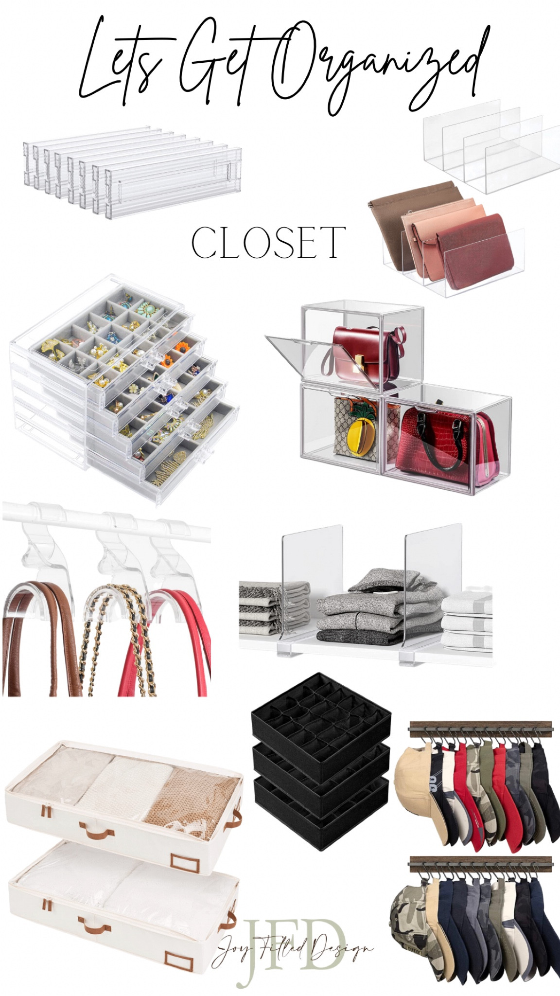 Closet organization, closet organizer, master bedroom closet, acrylic drawer dividers, purse organization, jewelry organizer, jewelry organization, shoe organizer, purse hangers, hat organizer, shelf organizer, cloth organization, under the bed storage, under the bed organization 

#LTKhome #LTKunder50 #LTKsalealert