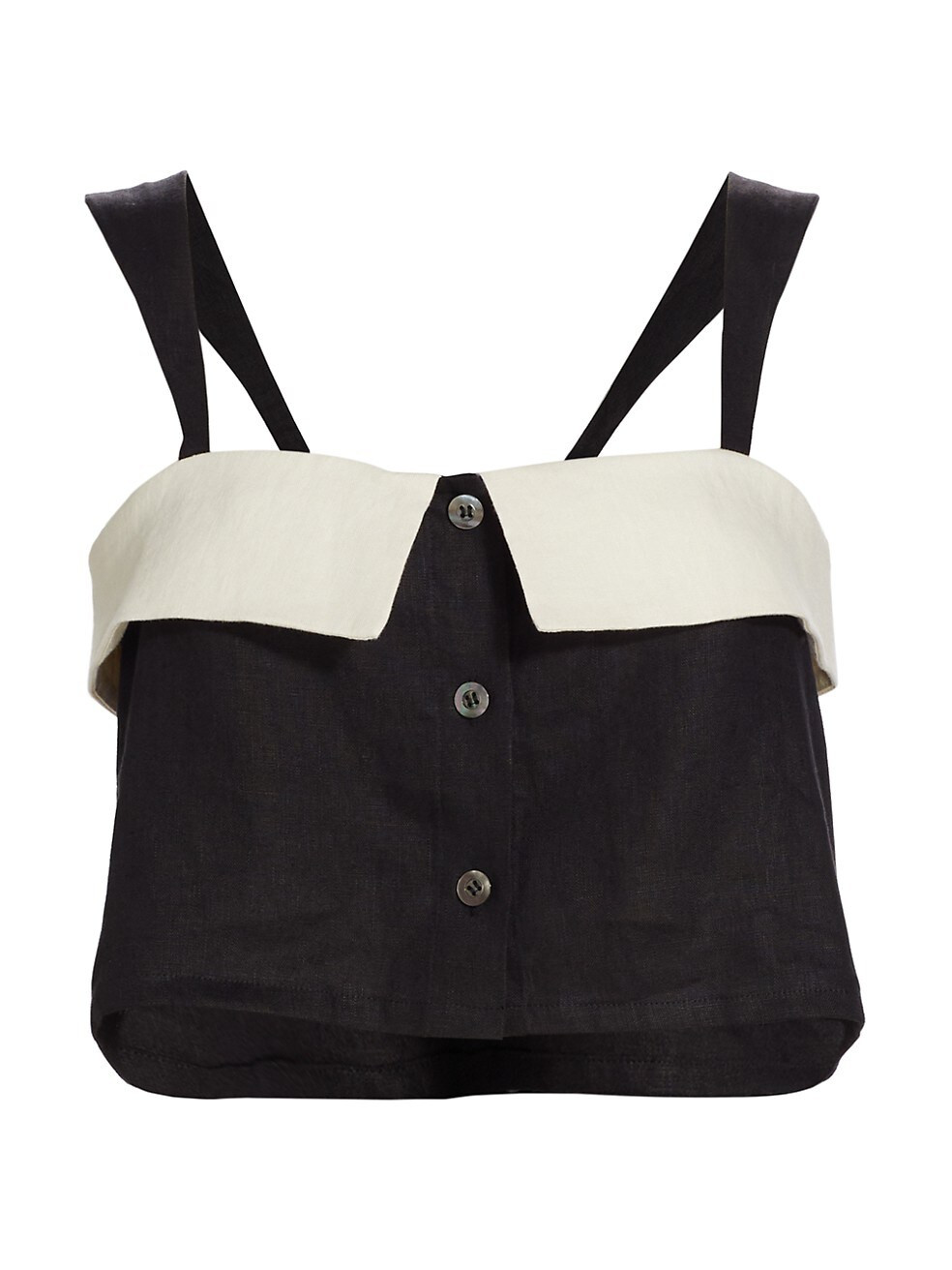 Lucia Linen Button-Front Crop Top | Saks Fifth Avenue