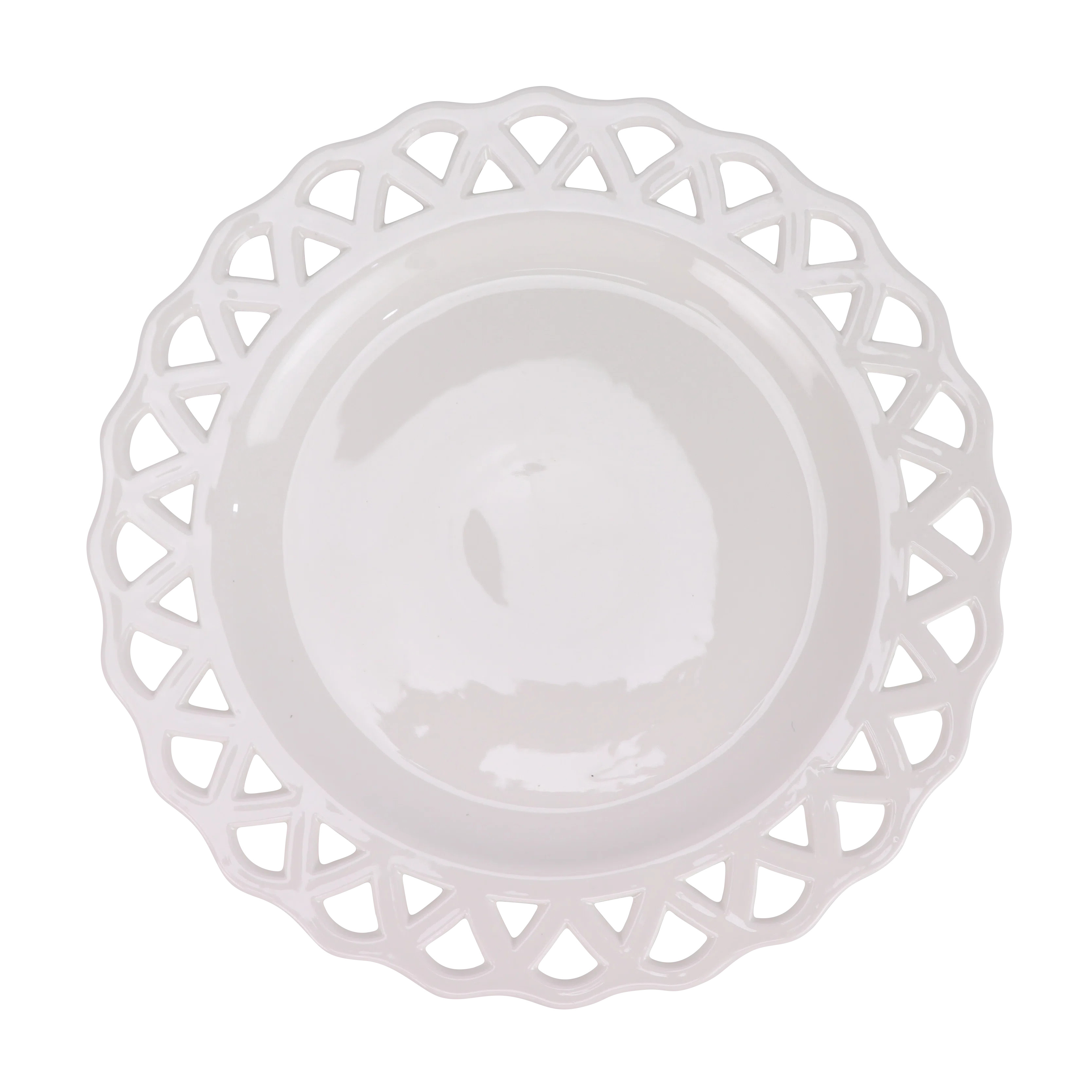 Rebeca White Pierced Scalloped Charger | Wayfair North America