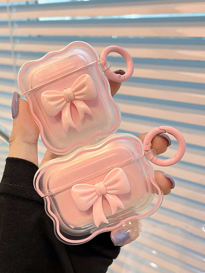 Pink 1pc 3D Bow Decor Clear Case Compatible With AirPods Compatible With Airpods1/2 AirPods Pro K... | SHEIN