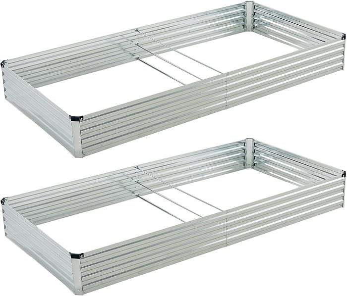 8x4x1ft(2 Pack) Galvanized Raised Garden Bed,Outdoor Planter Box Metal Patio Kit Planting Bed for... | Amazon (US)