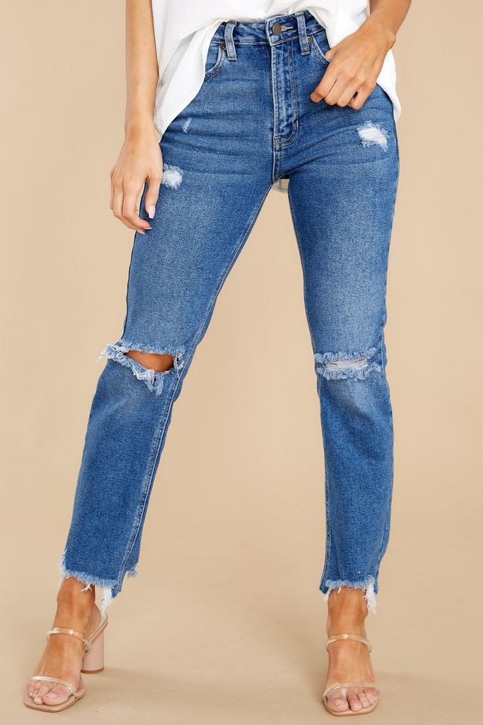 You Already Know Medium Wash Distressed Mom Jeans | Red Dress 