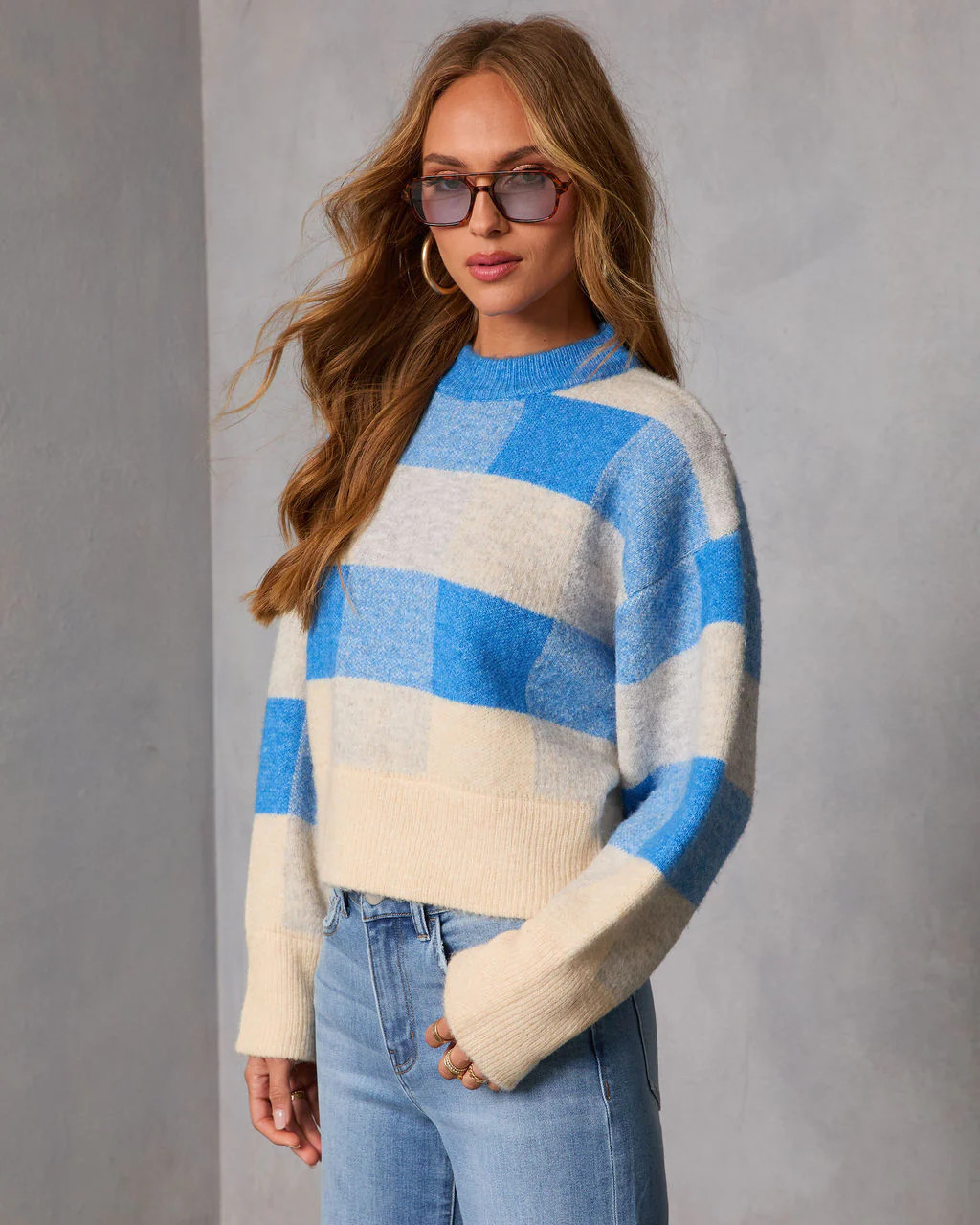 Warm Mood Knit Plaid Sweater | VICI