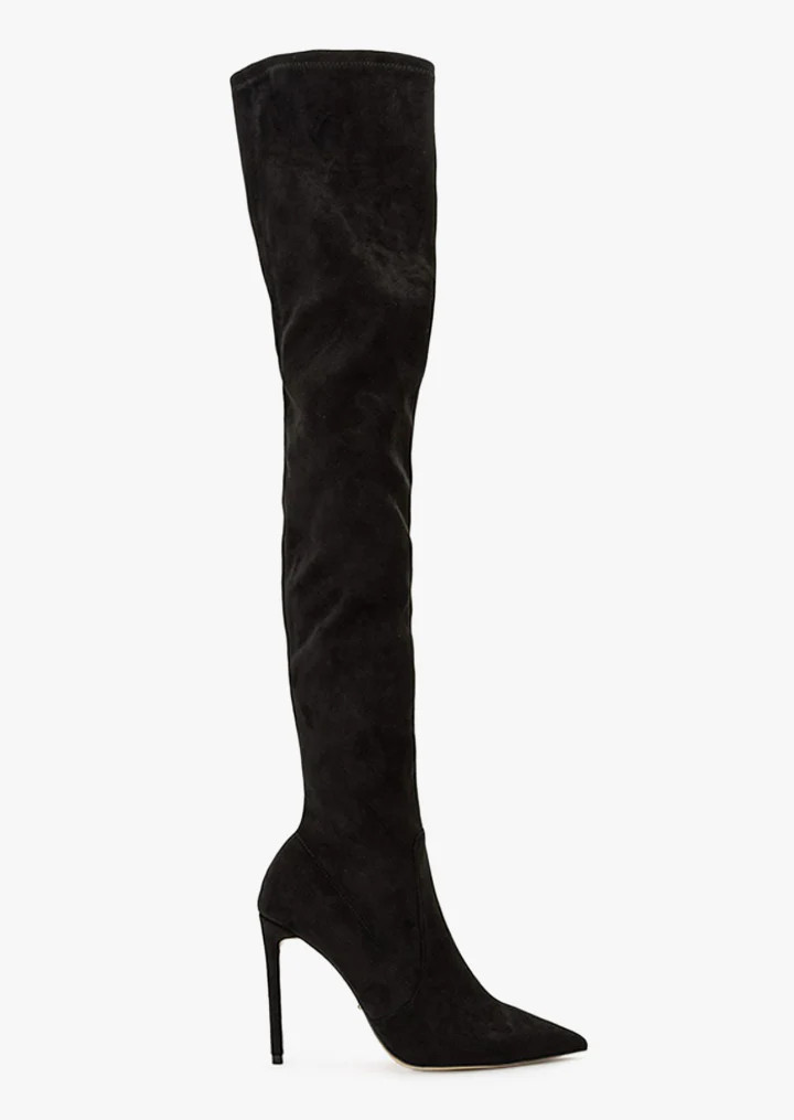 Avah Black Stretch Suede Long Boots | Boots | Tony Bianco USA | Tony Bianco US