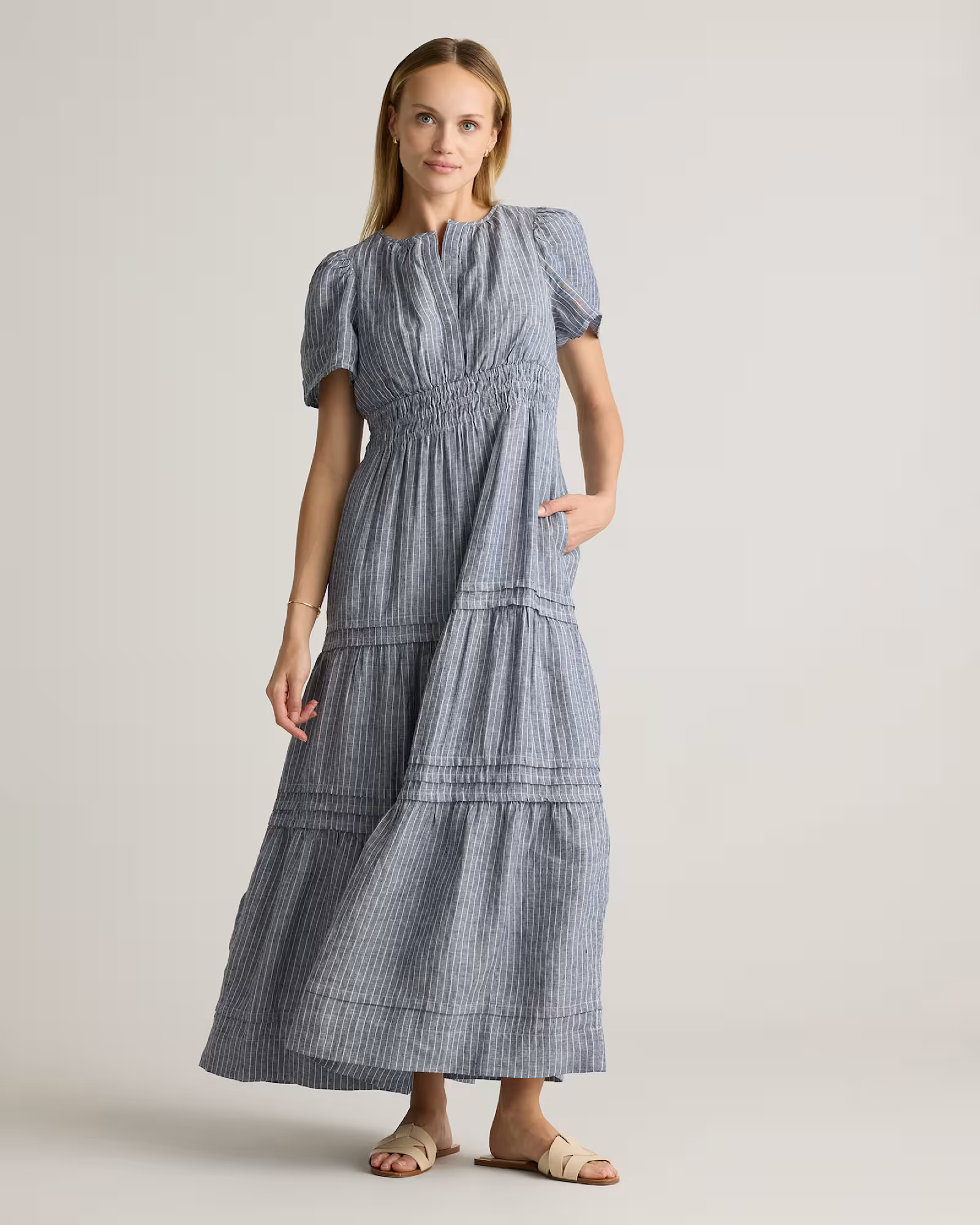 100% European Linen Tiered Maxi Dress | Quince