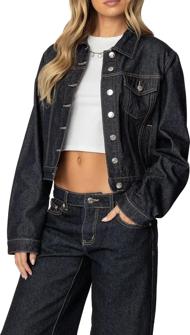 Barb Crop Denim Trucker Jacket | Nordstrom
