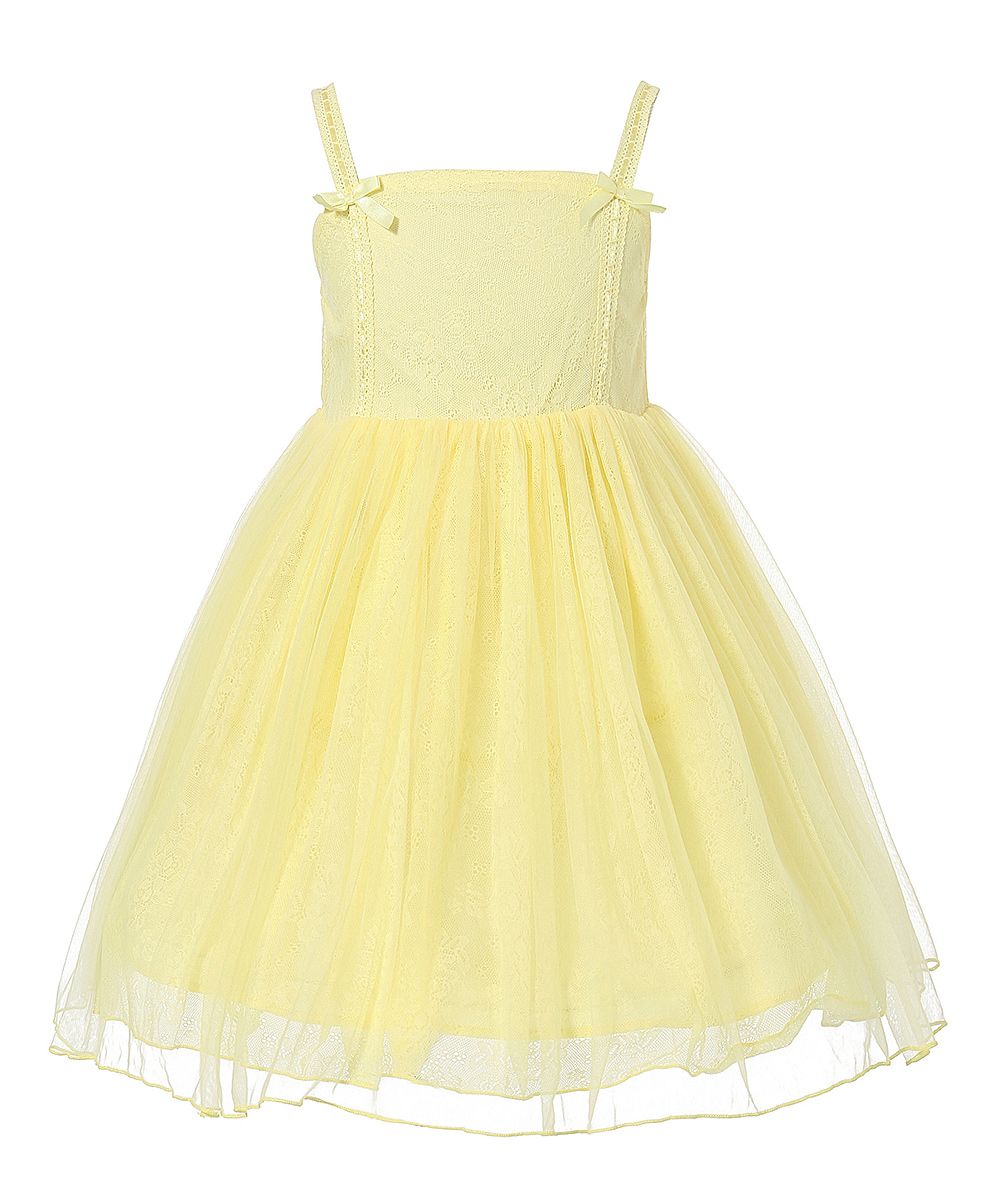 Richie House Girls' Casual Dresses Yellow - Lemon Layered Bow Dress - Toddler | Zulily