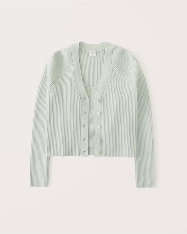 Slim Corset-Inspired Tank and Cardigan Set | Abercrombie & Fitch (US)