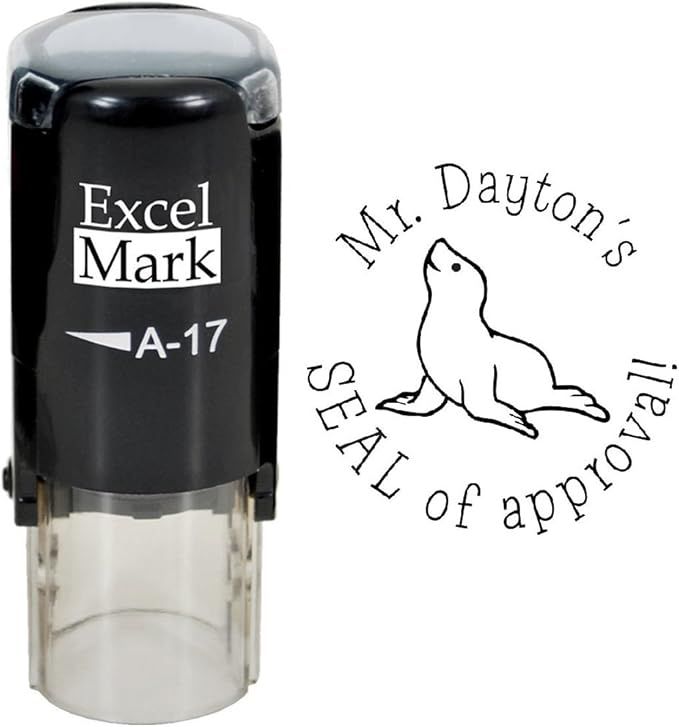 Seal of Approval - ExcelMark Custom Round Self-Inking Teacher Stamp | Amazon (US)