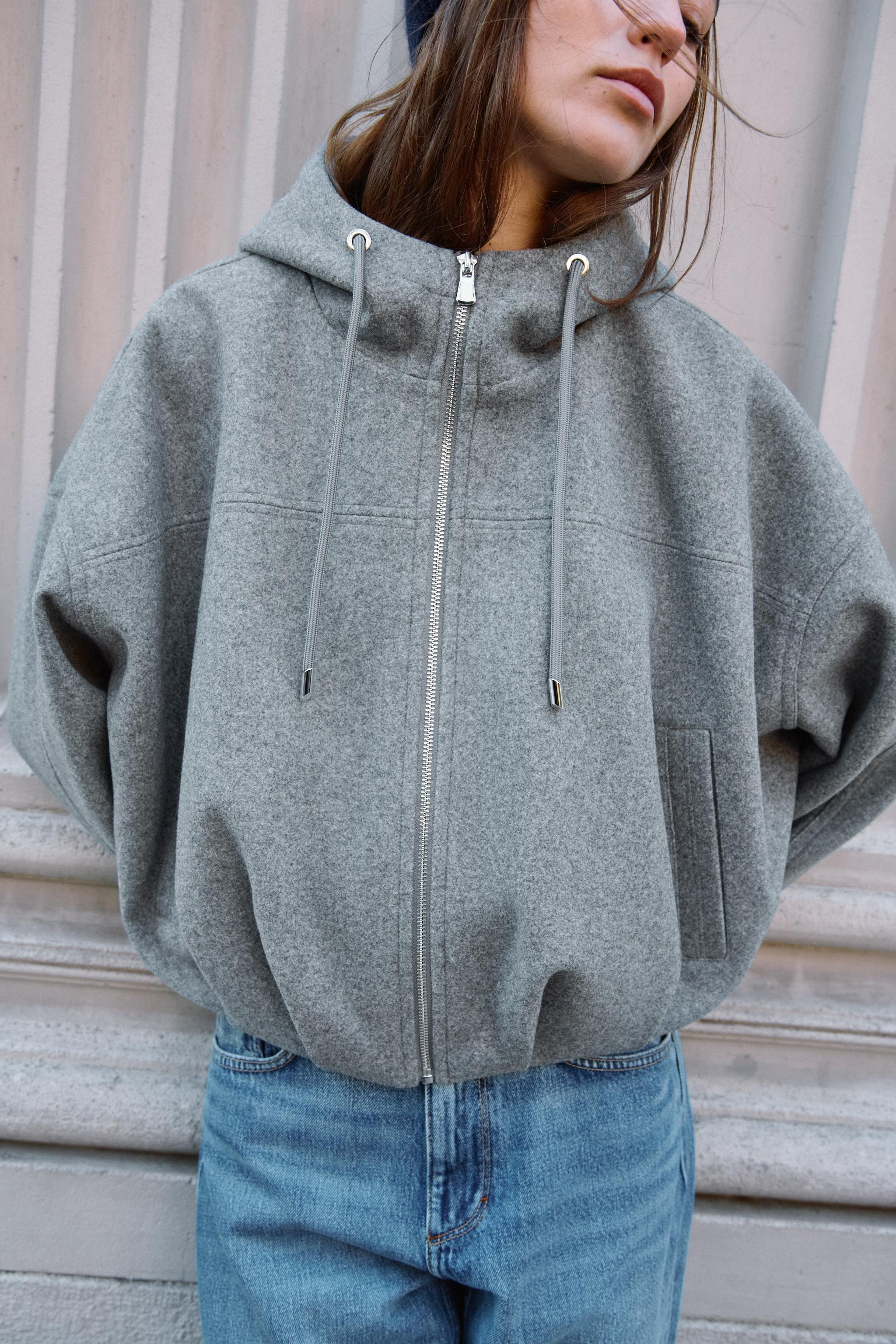SOFT HOODIE OVERSIZED BOMBER JACKET | Zara US