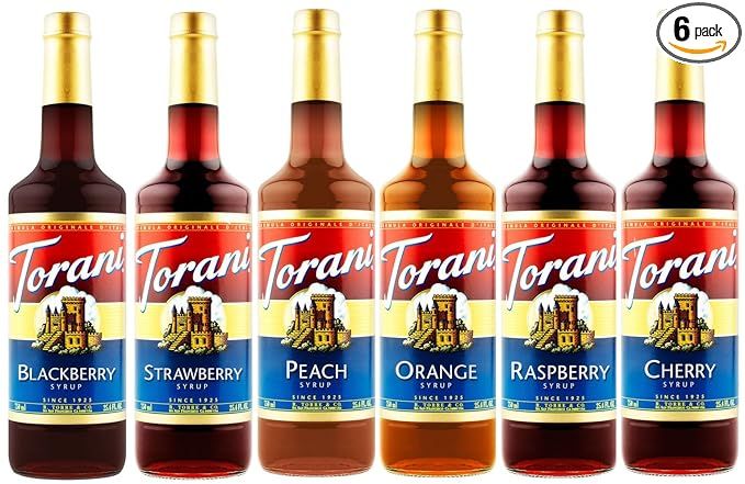 Torani Syrup Fruit Bowl 6 Pack, Raspberry, Strawberry, Blackberry, Cherry, Orange and Peach | Amazon (US)