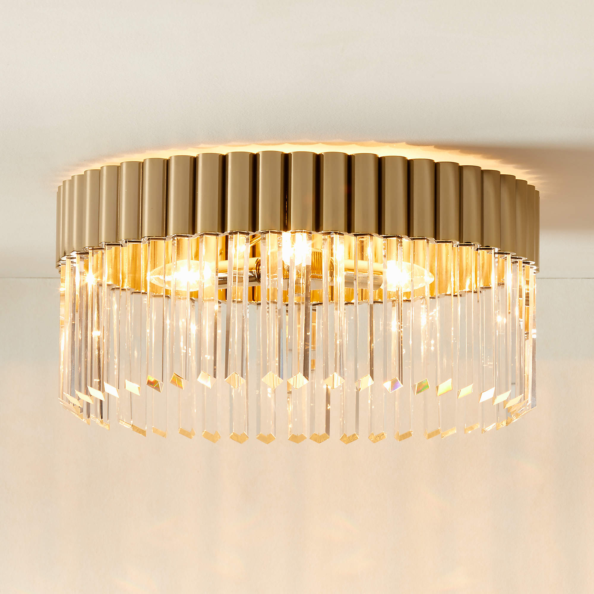 Risette Modern Polished Brass and Crystal Flush Mount Light + Reviews | CB2 | CB2
