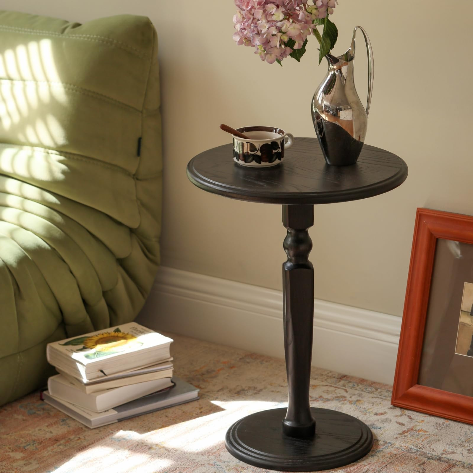 100% Solid Oak Round Pedestal Side Table for Living Rooms, Small Drink Tables for Small Spaces, T... | Amazon (US)