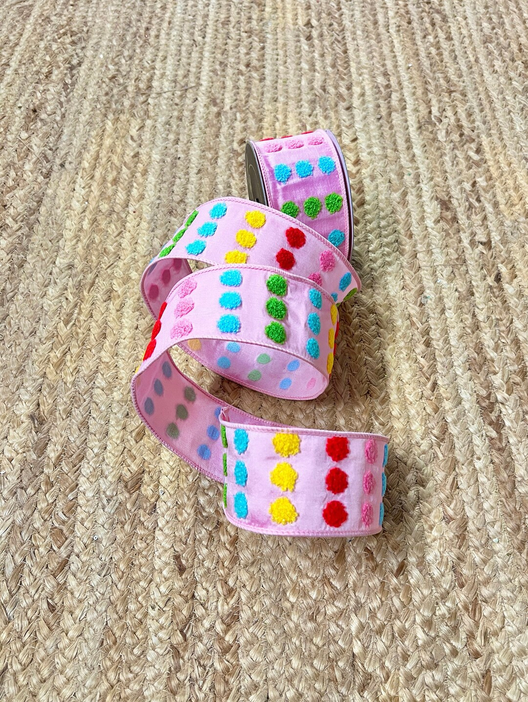 2.5 Inch Pink and Candy Colored Pom Poms Farrisilk 10 Yards Wired - Etsy | Etsy (US)