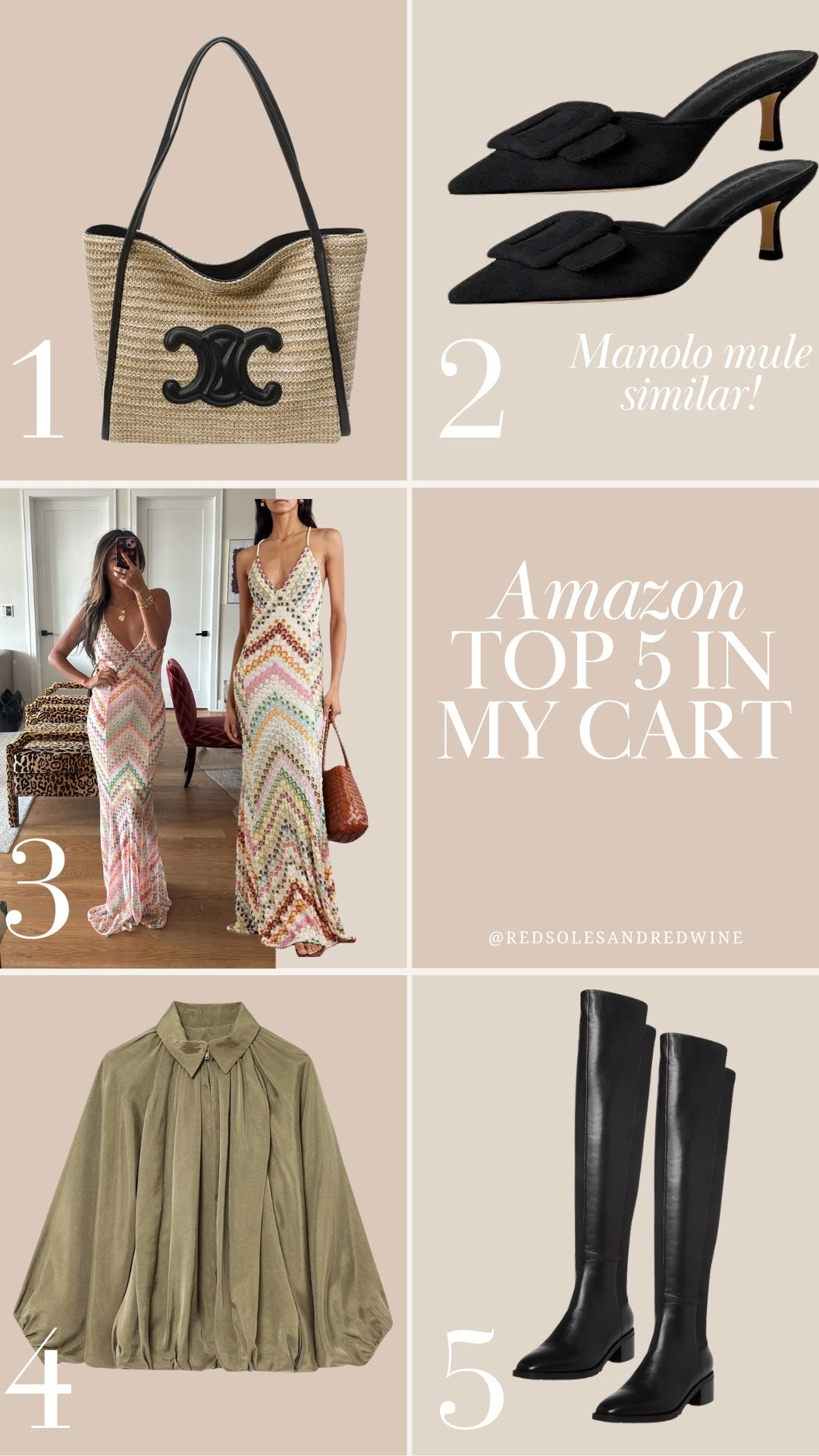 Top 5 in my Amazon cart! Missoni similar dress, Celine inspired tote, manolo inspired heels, fall boots, fall jacket, Amazon finds, Amazon faces

#LTKStyleTip #LTKFindsUnder100