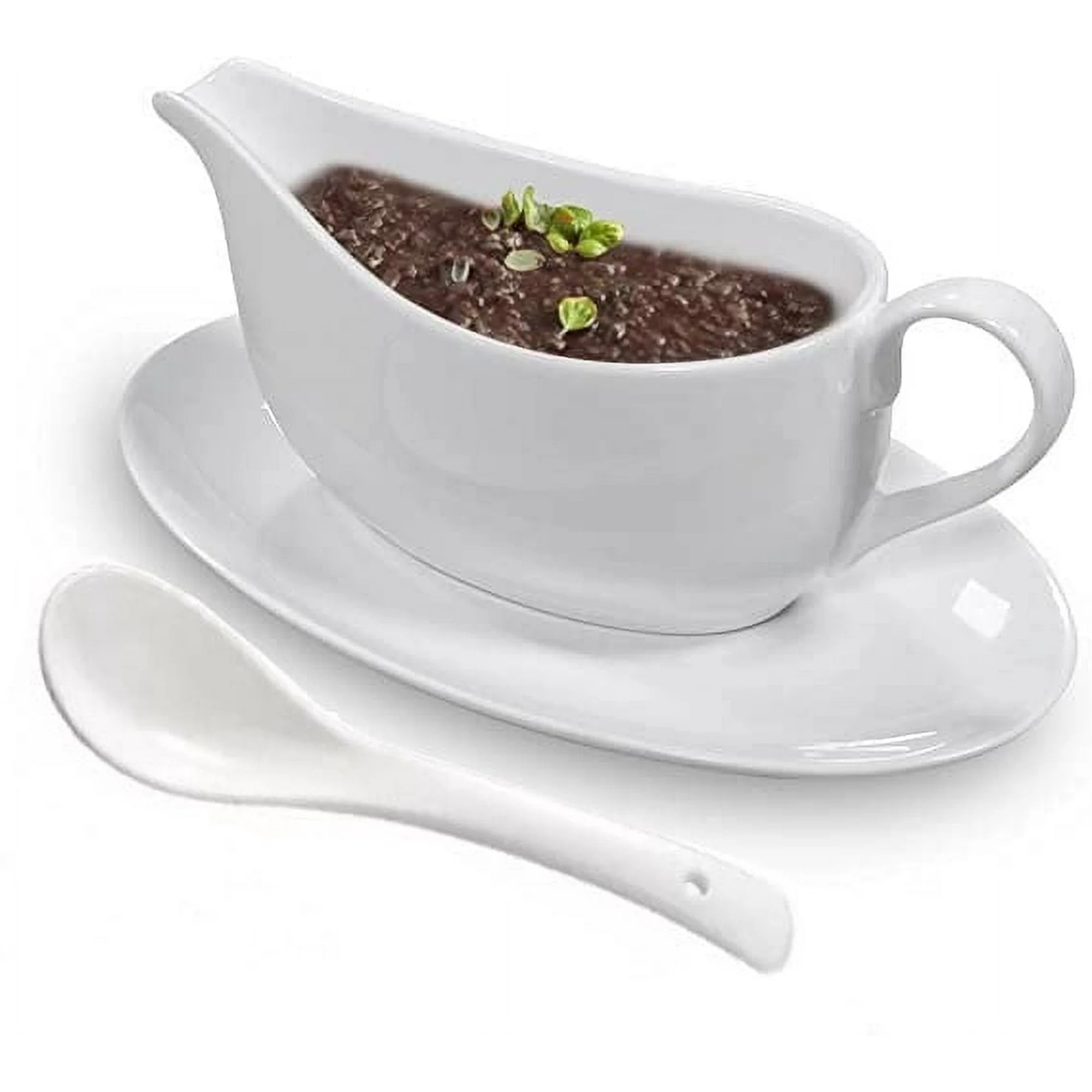 Qlans Gravy Boat With Ladle and Saucer 17 Oz,Ceramic Sauce Boat With Tray for Salad Dressings Mil... | Walmart (US)