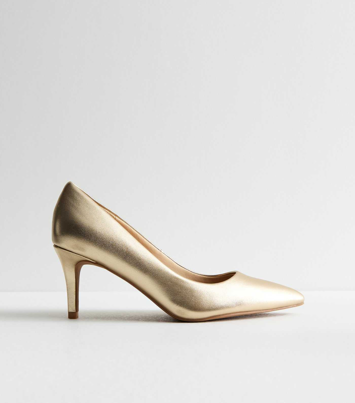 Wide Fit Gold Metallic Stiletto Heel Court Shoes
						
						Add to Saved Items
						Remove fro... | New Look (UK)