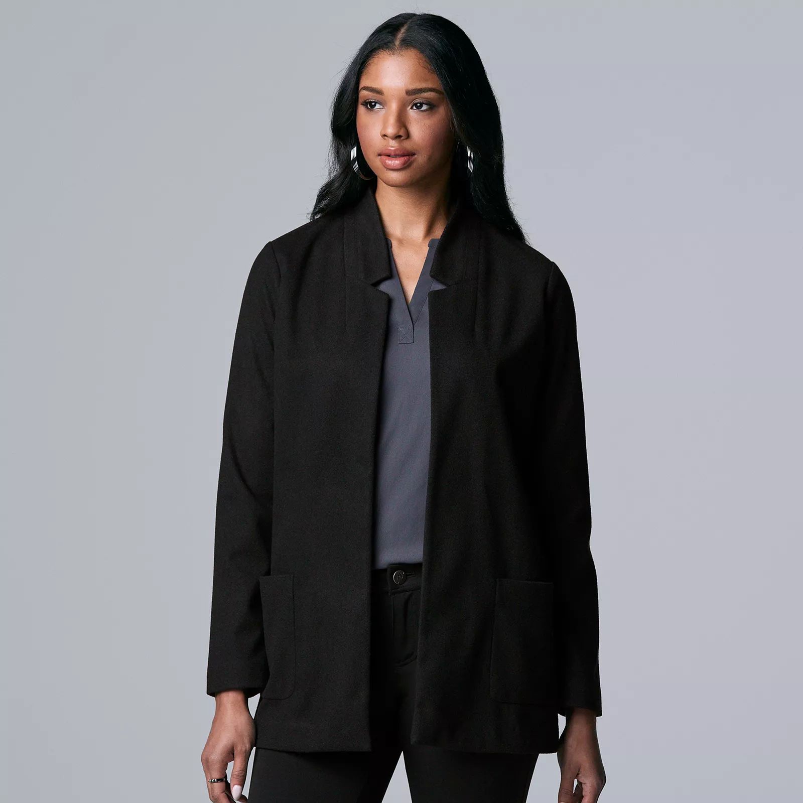 Women's Simply Vera Vera Wang Slouchy Blazer, Size: XL, Black | Kohl's