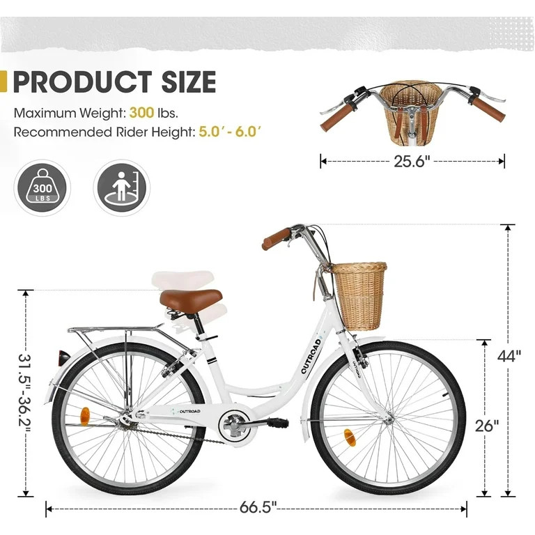Marknig Cruiser Bike, 26 inch Beach & City Cruiser Bicycle for Adult Men and Women with Carbon St... | Walmart (US)